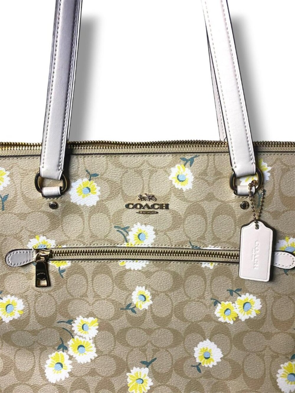 NWOT - COACH Signature Daisy Print Gallery Tote Cottage core BEIGE - W HANGTAG - Picture 6 of 7